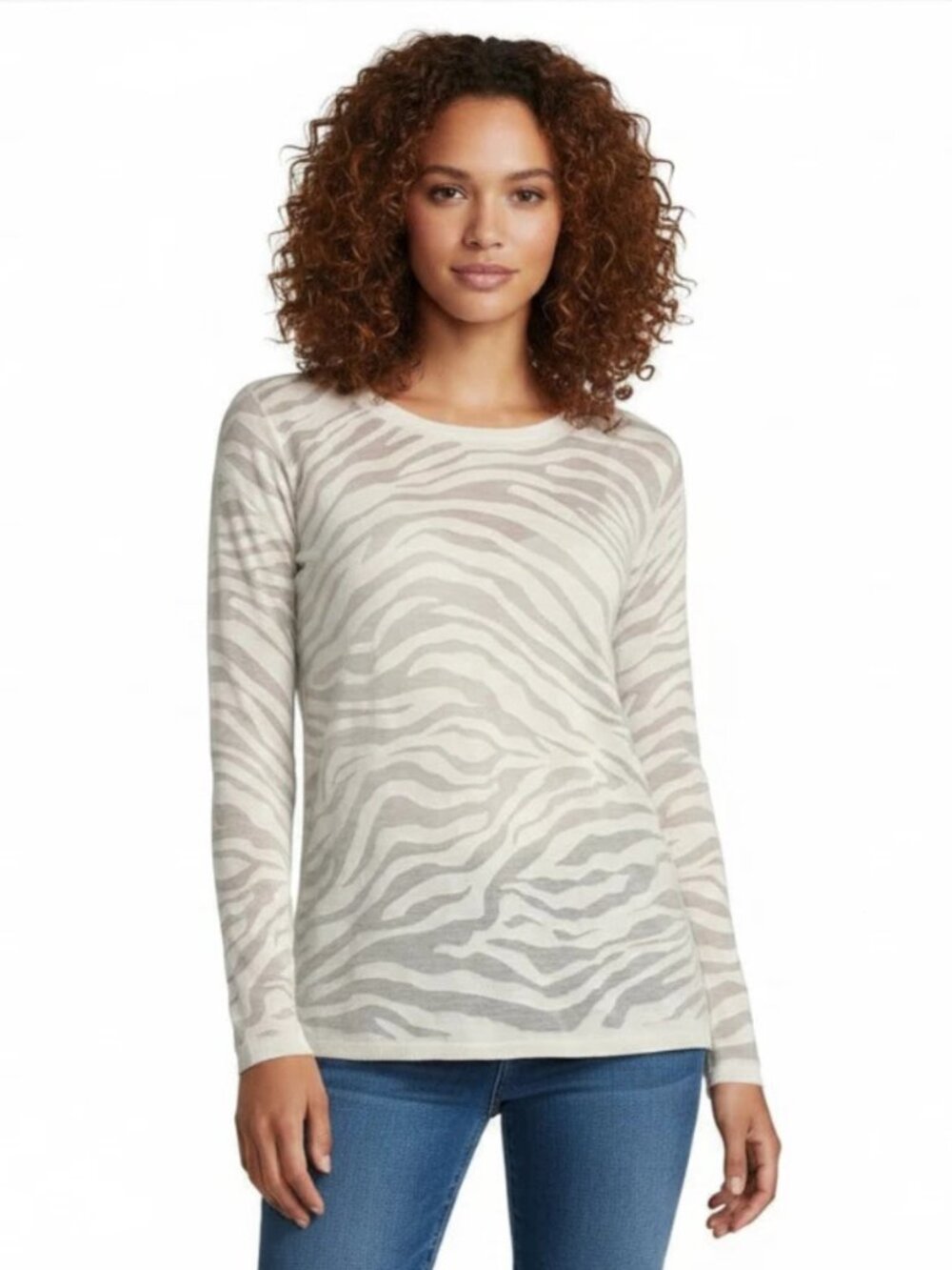 a.n.a Long-Sleeve Animal Burnout Sweater Size XS